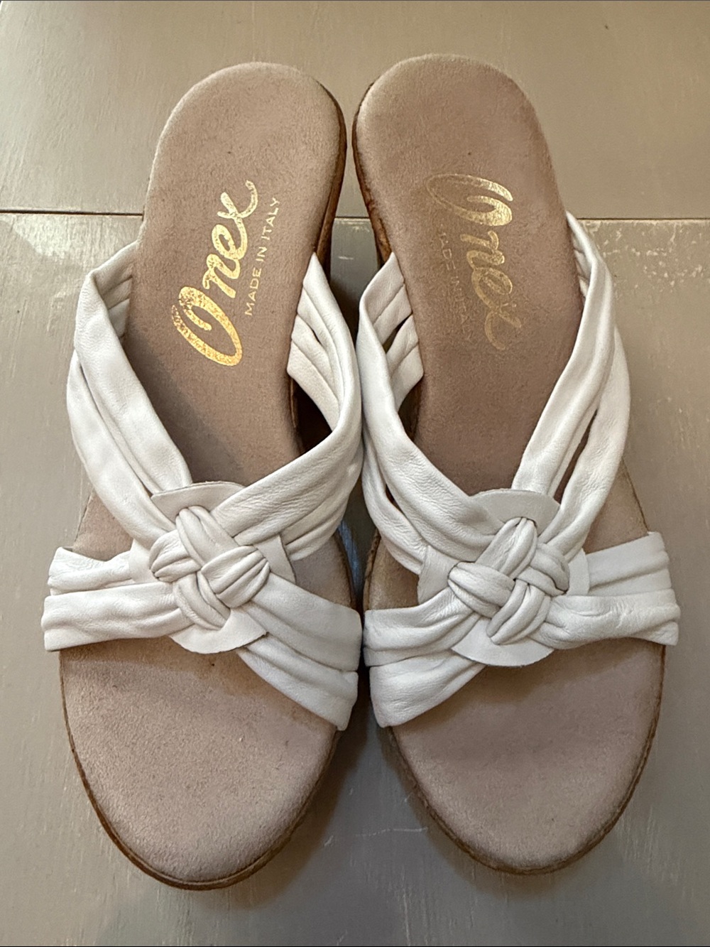Onex White Braided Knot Slide Sandals